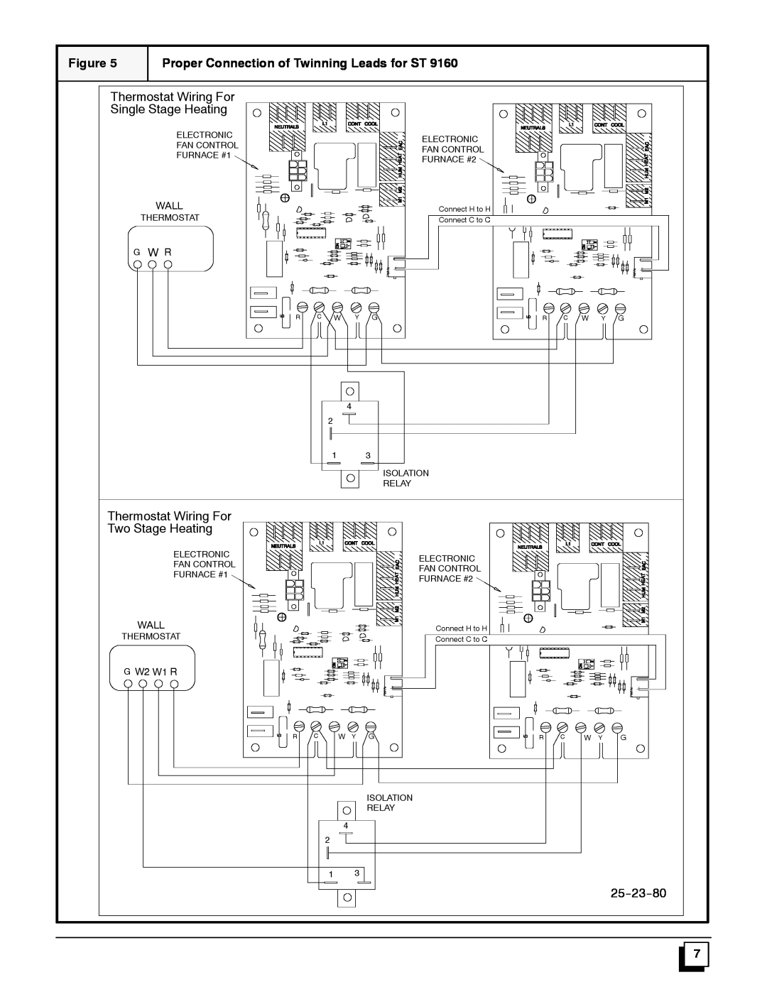 Bryant NAHA003WK.01 Thermostat Wiring For, Single Stage Heating, Two Stage Heating, 25--23--80, Wall 
