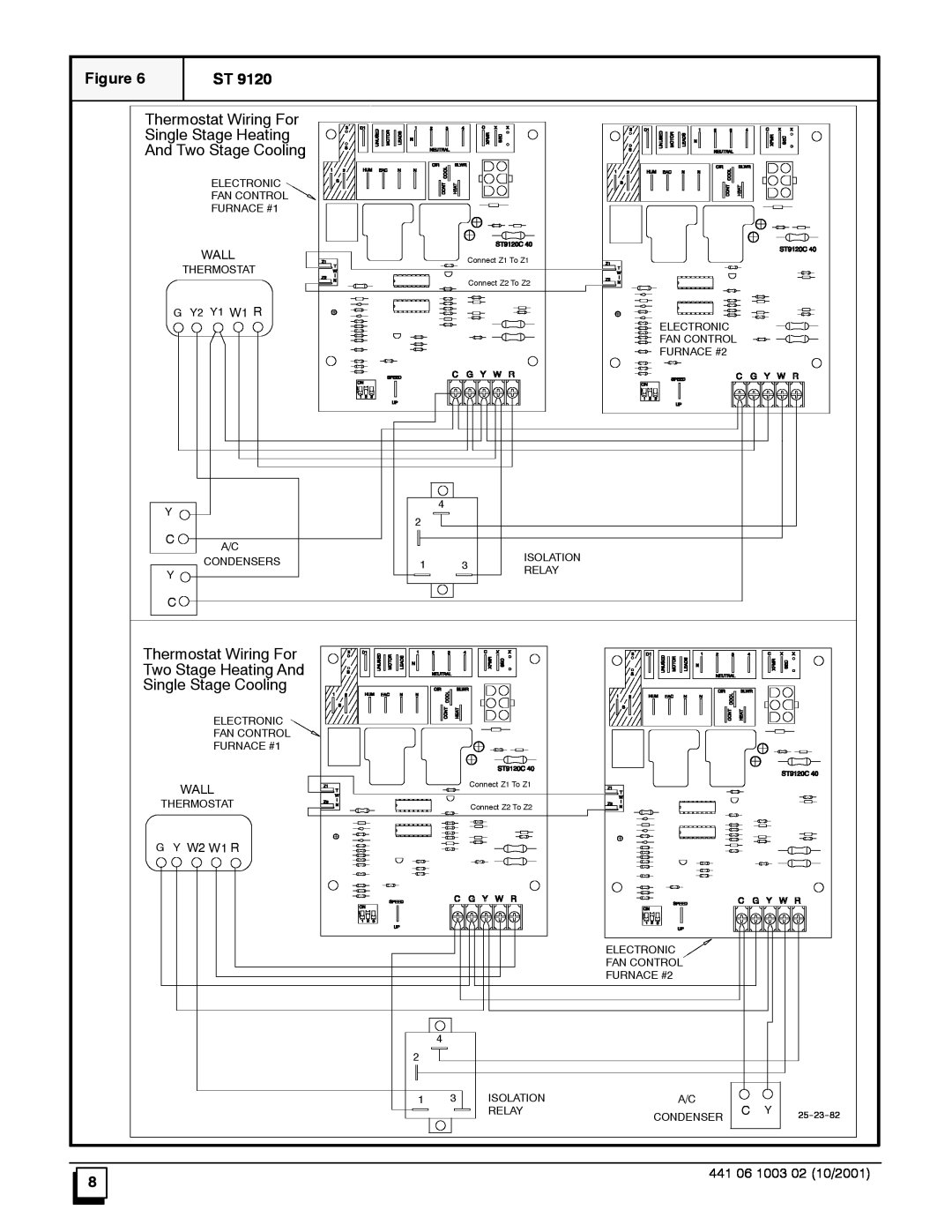 Bryant NAHA003WK.01 Thermostat Wiring For, Single Stage Heating, And Two Stage Cooling, Two Stage Heating And, Wall 