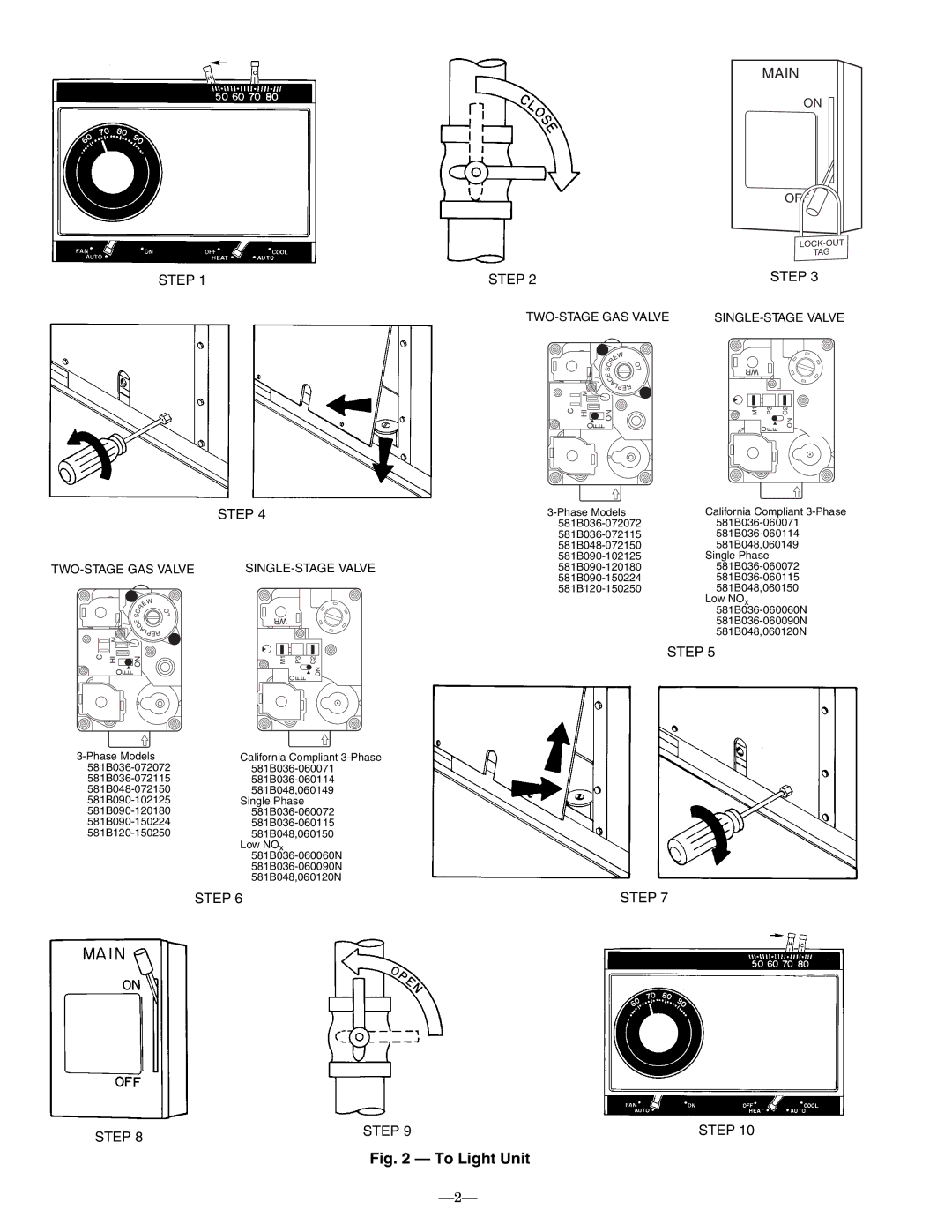 Bryant OM11-19 manual To Light Unit 