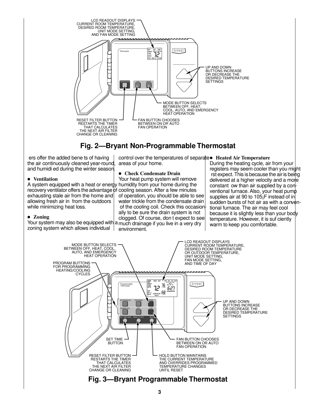 Bryant Puron Refrigerant Single Speed, Puron Refrigerant Two-Speed manual Ventilation, Zoning 