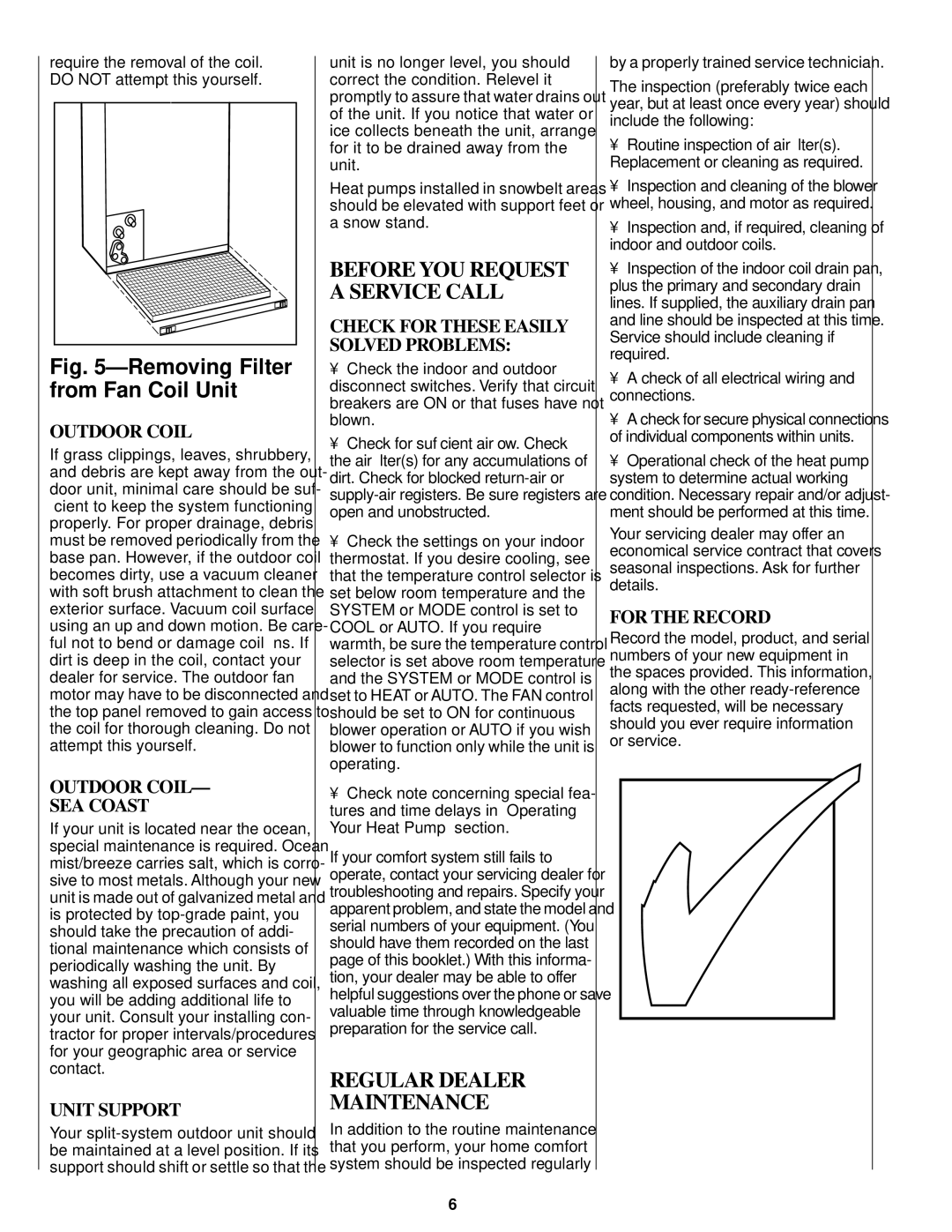 Bryant Puron Refrigerant Two-Speed manual Regular Dealer Maintenance, Before YOU Request a Service Call 