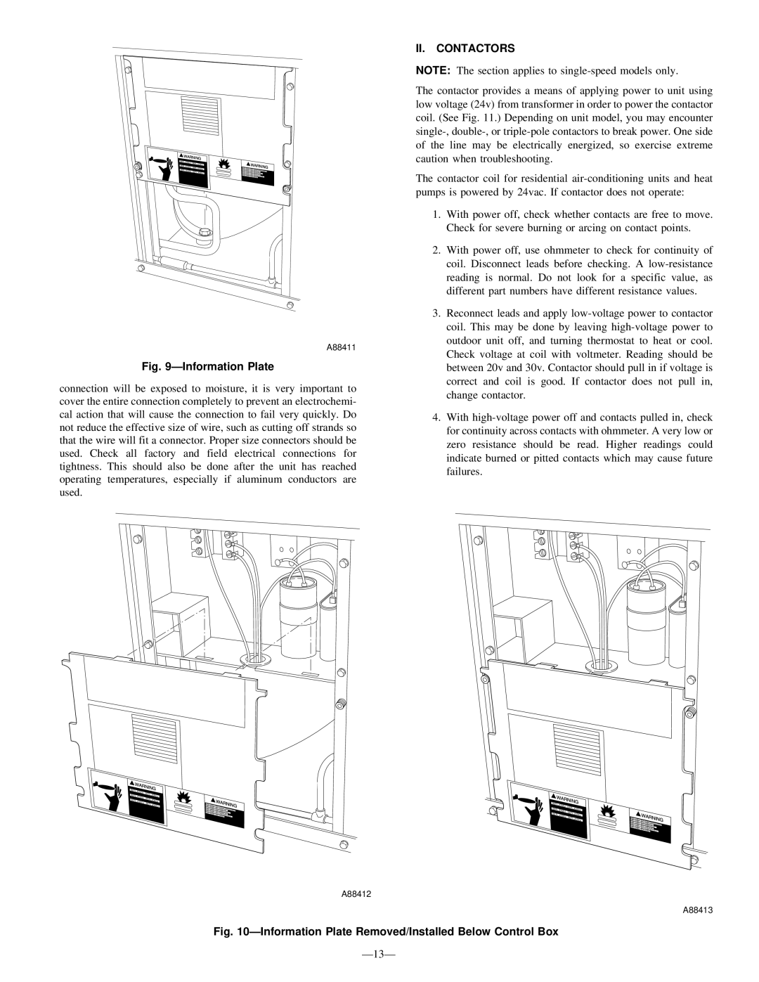 Bryant R-22 service manual Information Plate, II. Contactors 