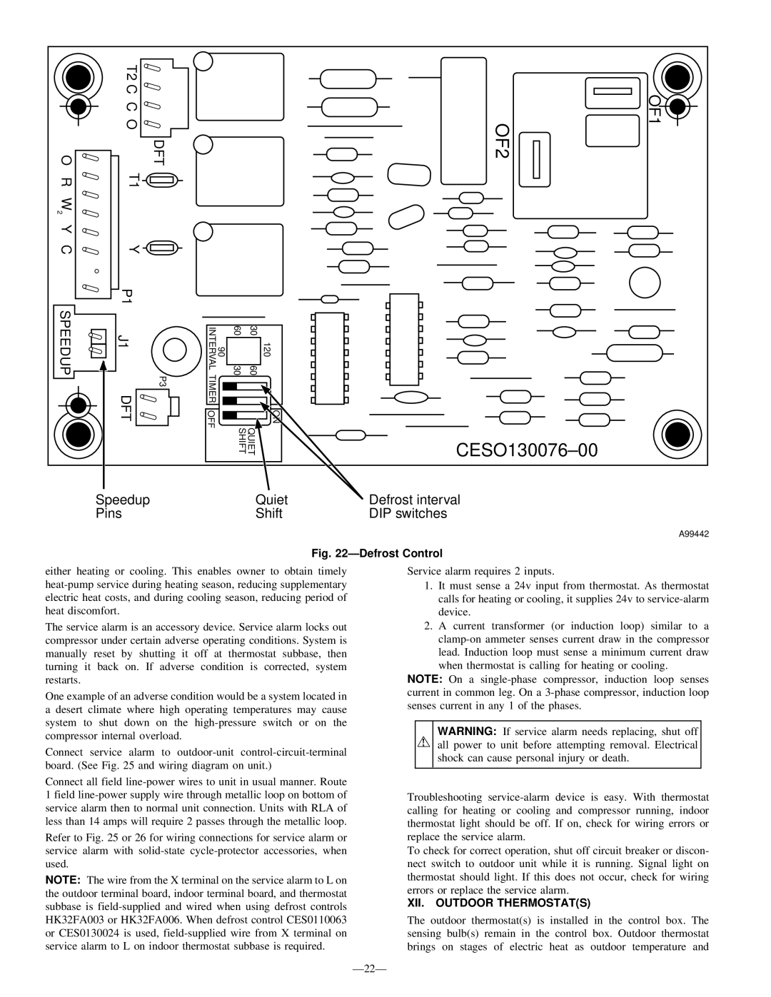 Bryant R-22 service manual OF2 CESO130076-00, XII. Outdoor Thermostats 