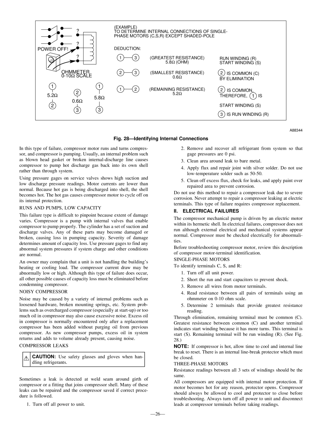 Bryant R-22 service manual II. Electrical Failures 