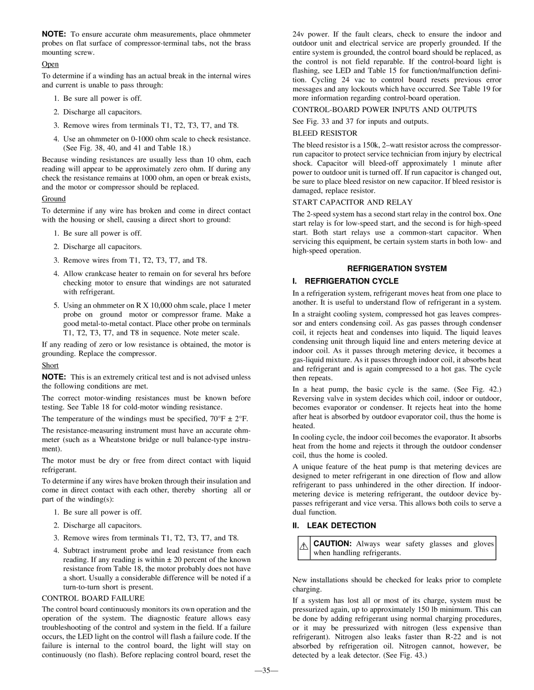 Bryant R-22 service manual Refrigeration System Refrigeration Cycle, II. Leak Detection 