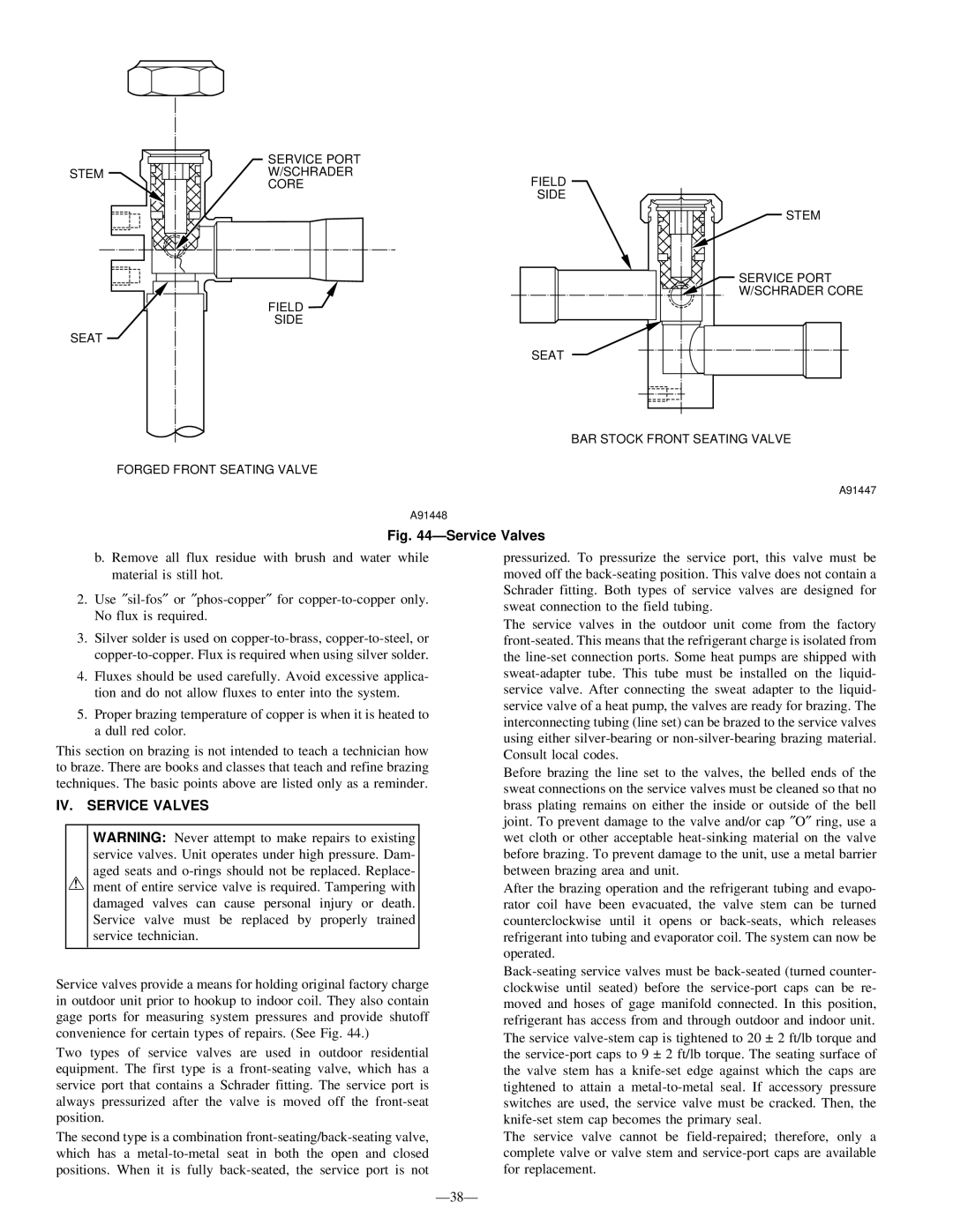 Bryant R-22 service manual IV. Service Valves 