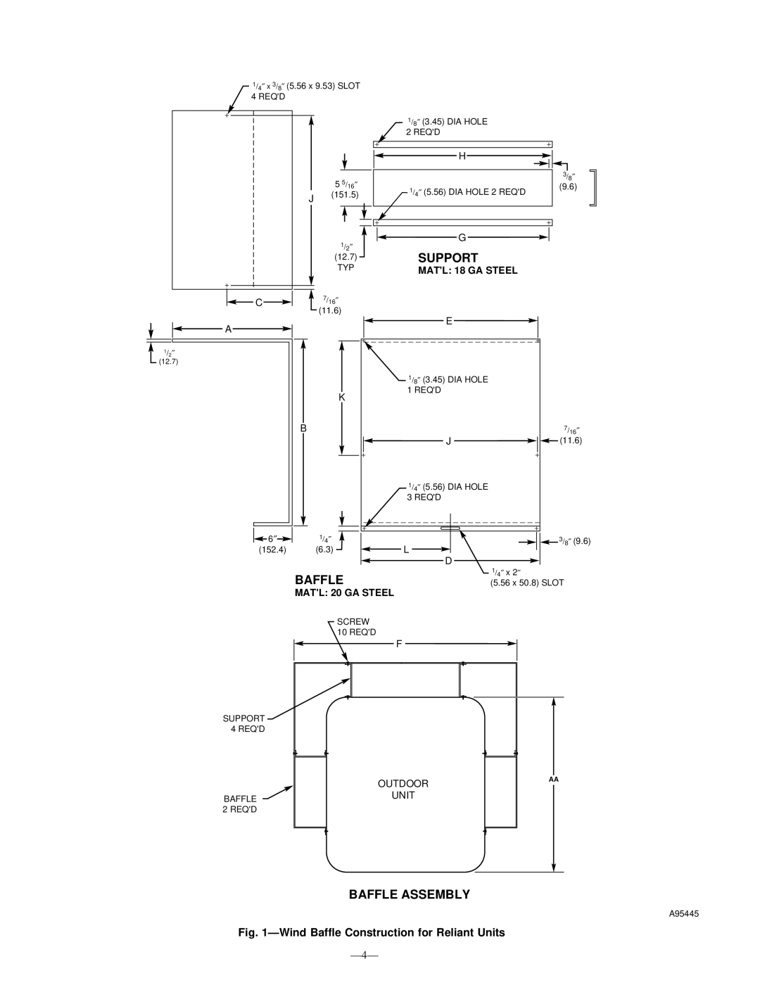 Bryant R-22 service manual Matl 18 GA Steel, Matl 20 GA Steel 