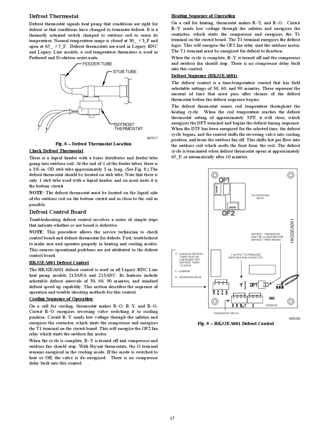 Bryant R-22 service manual Defrost Thermostat, Defrost Control Board 