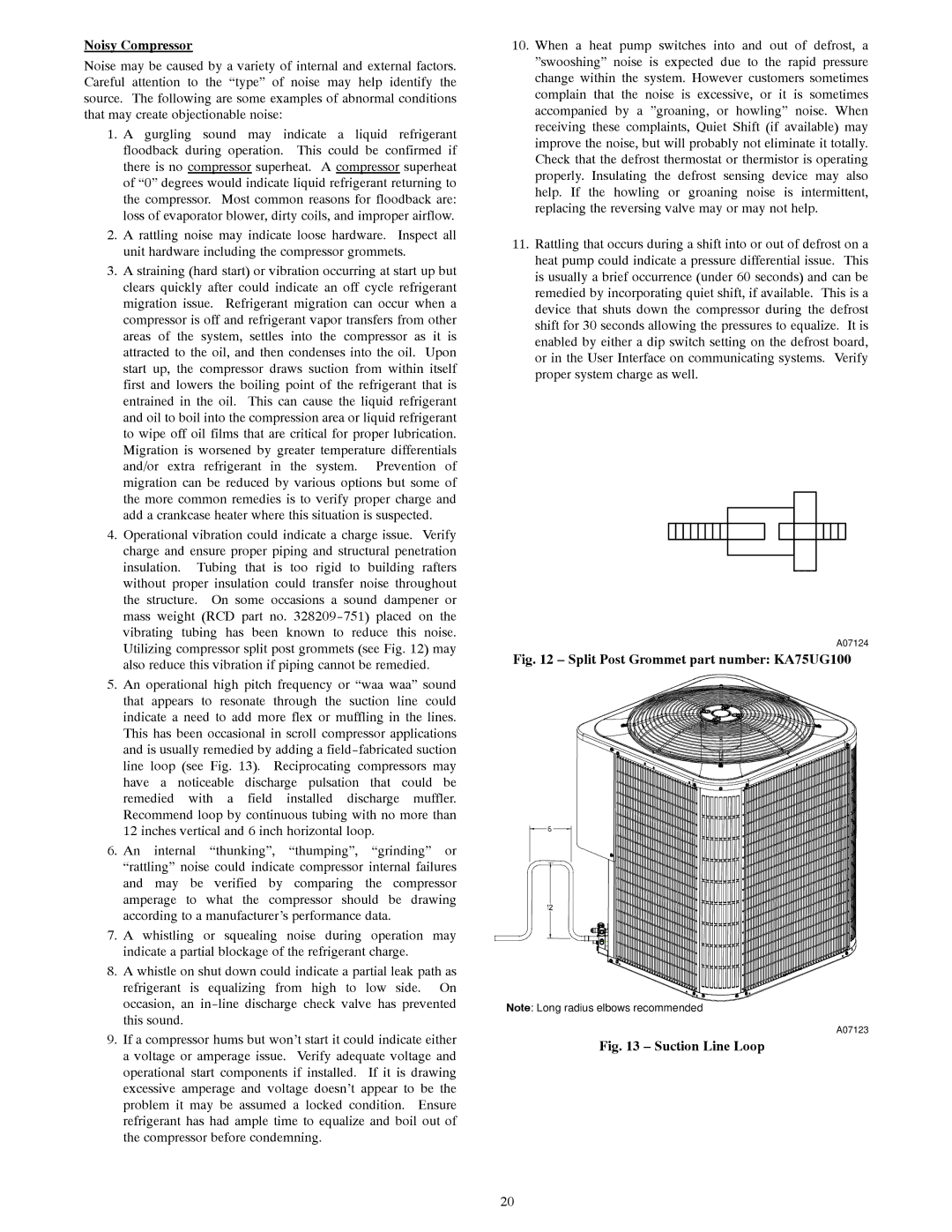 Bryant R-22 service manual Noisy Compressor, Split Post Grommet part number KA75UG100 