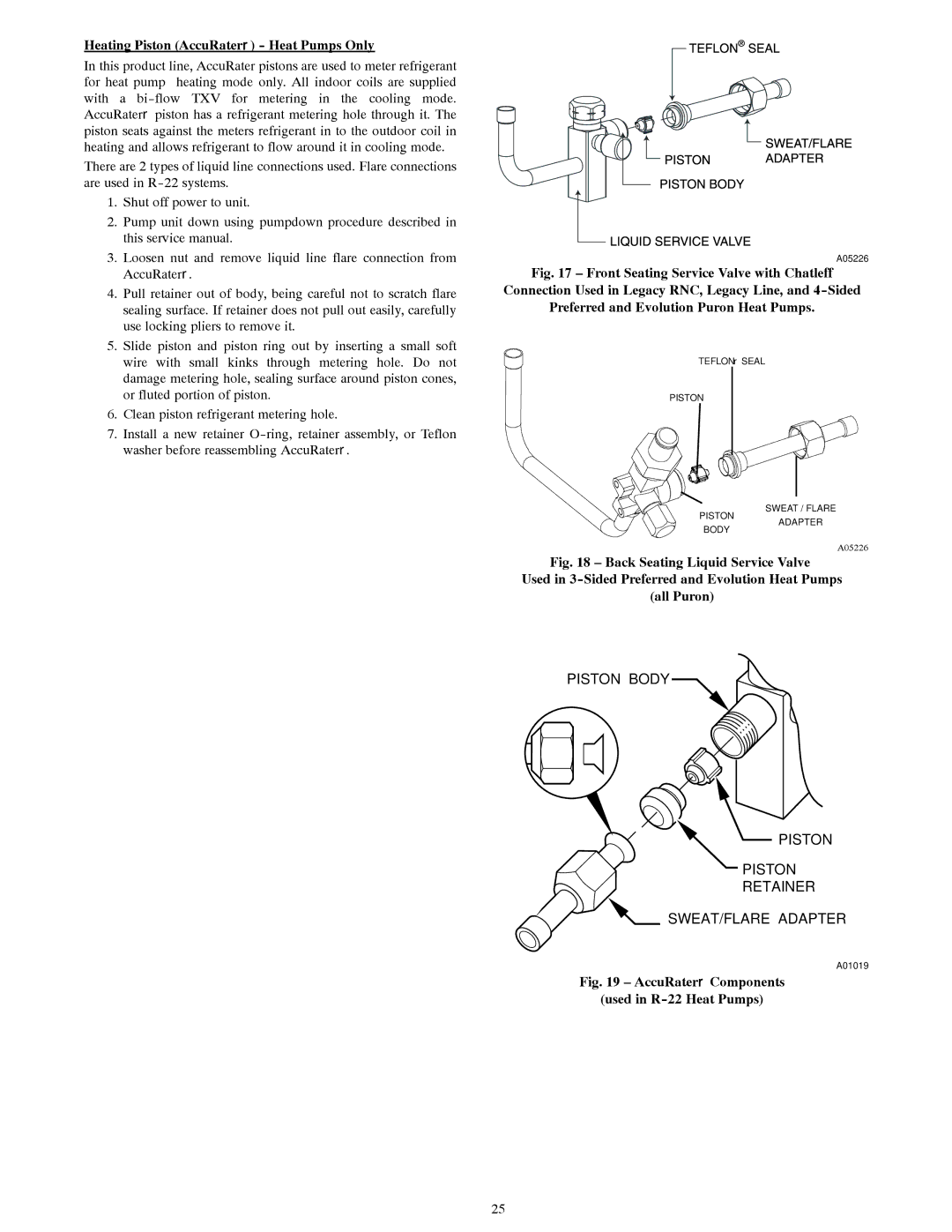 Bryant service manual Heating Piston AccuRaterr Heat Pumps Only, AccuRaterr Components Used in R-22 Heat Pumps 