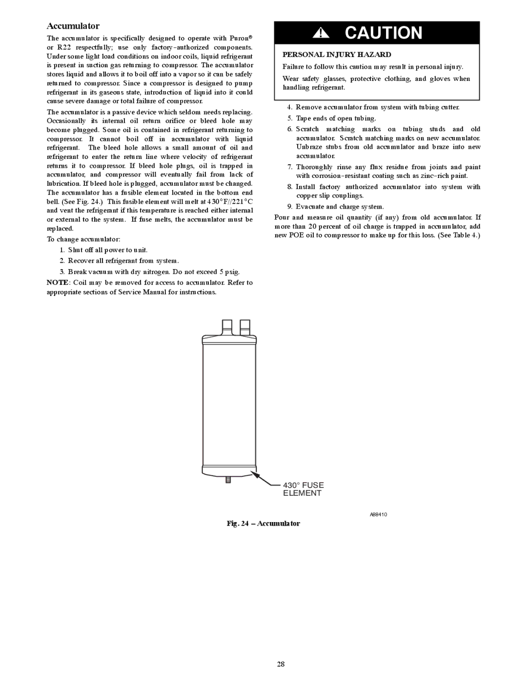 Bryant R-22 service manual Accumulator 