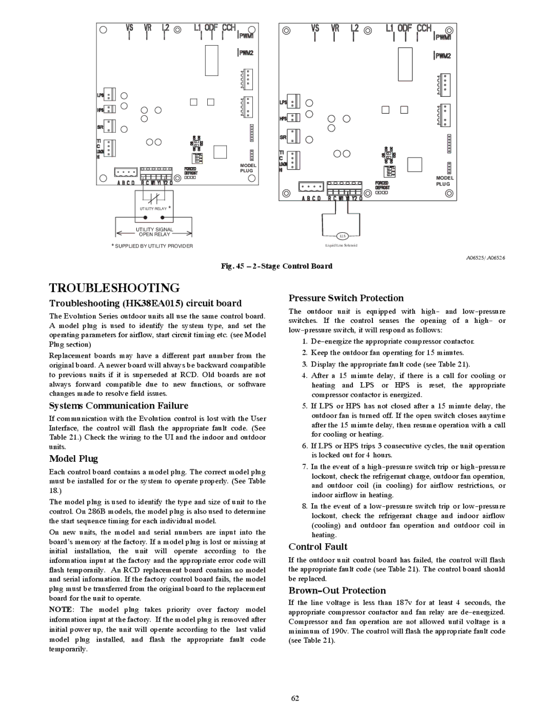 Bryant R-22 service manual Troubleshooting HK38EA015 circuit board, Stage Control Board 