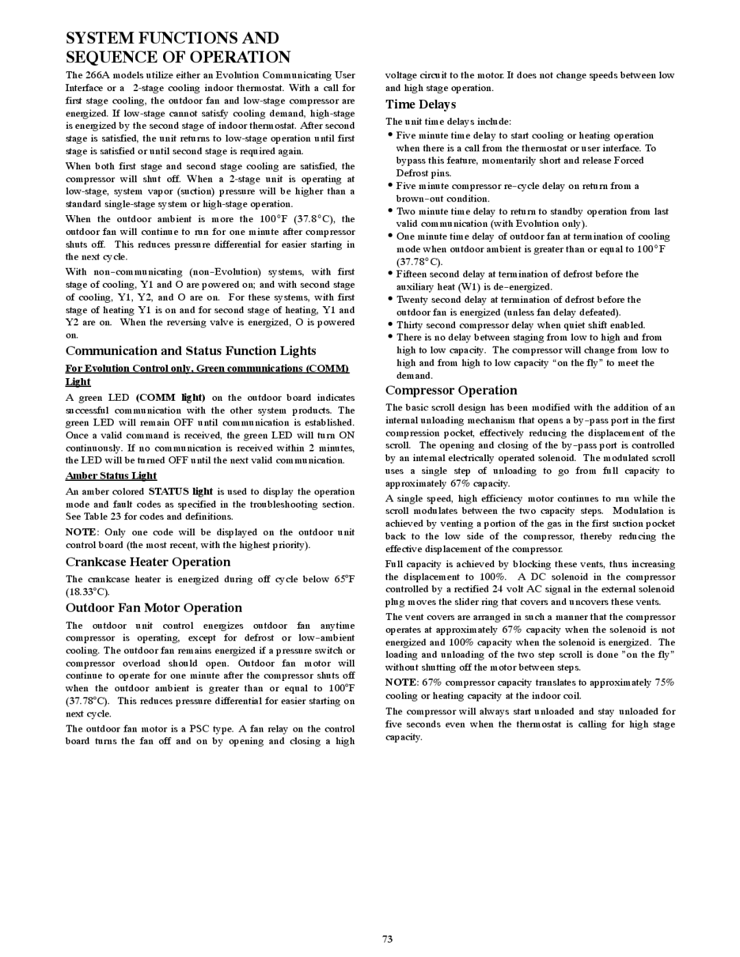 Bryant R-22 service manual Communication and Status Function Lights, Outdoor Fan Motor Operation 