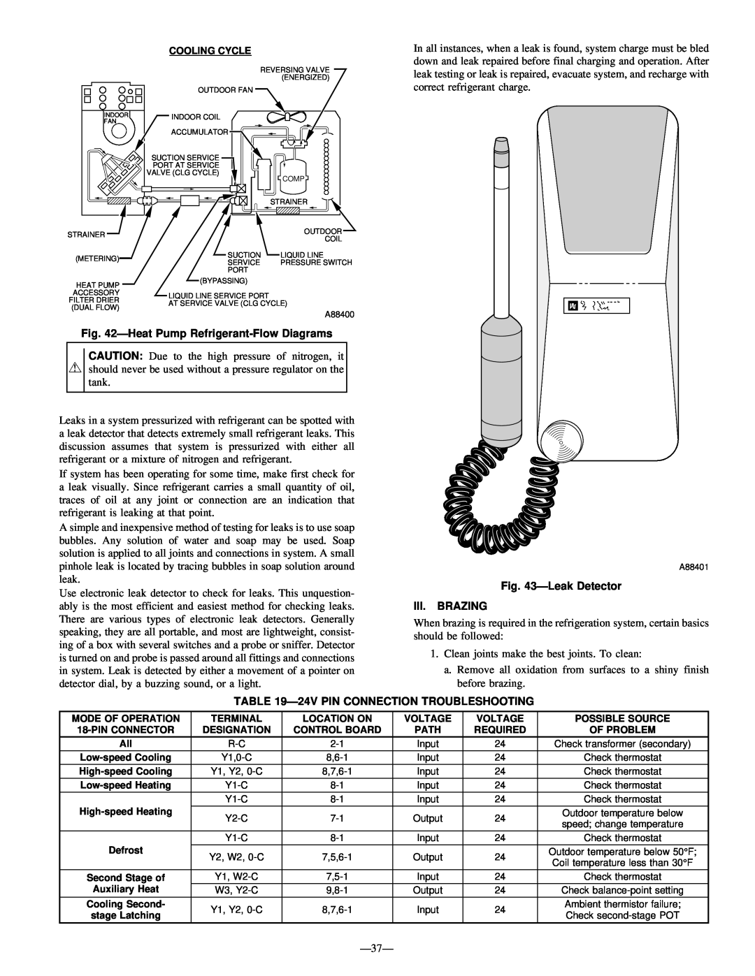 Bryant R-22 service manual HeatPump Refrigerant-FlowDiagrams, LeakDetector III. BRAZING, 24VPIN CONNECTION TROUBLESHOOTING 