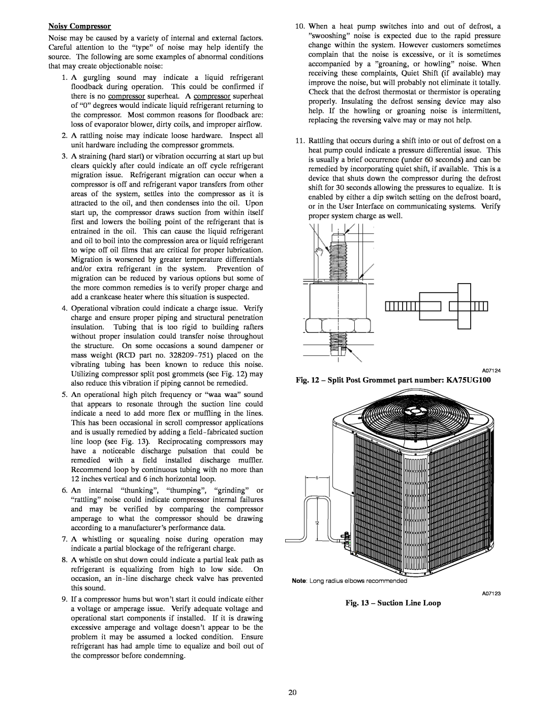 Bryant R-22 service manual Noisy Compressor, Suction Line Loop 