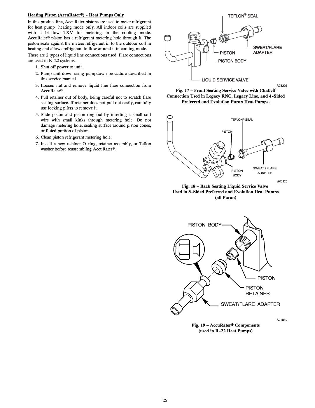 Bryant R-22 service manual Heating Piston AccuRaterr - Heat Pumps Only, Preferred and Evolution Puron Heat Pumps, all Puron 