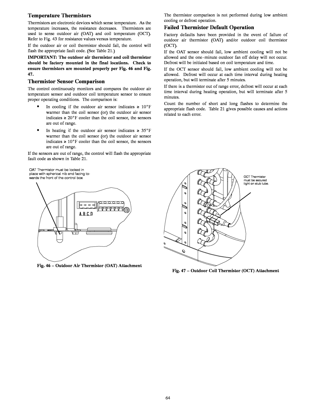Bryant R-22 service manual Temperature Thermistors, Thermistor Sensor Comparison, Failed Thermistor Default Operation 