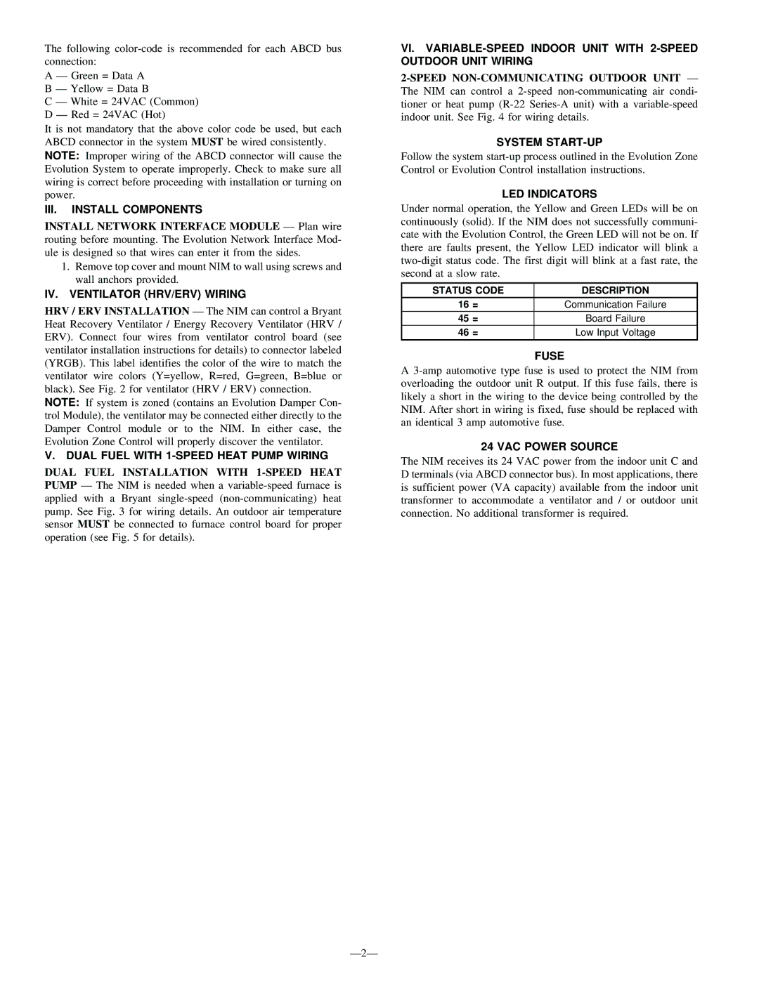 Bryant SYSTXBBNIM01 III. Install Components, IV. Ventilator HRV/ERV Wiring, Dual Fuel with 1-SPEED Heat Pump Wiring, Fuse 