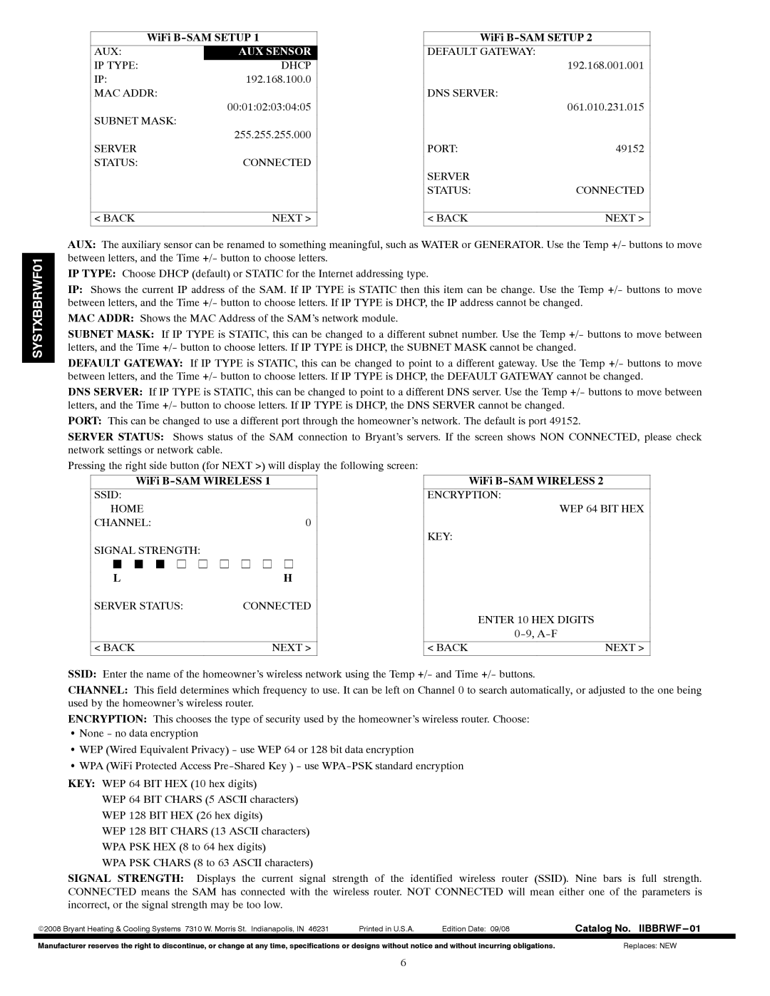 Bryant SYSTXBBRWF01 installation instructions AUX Sensor 