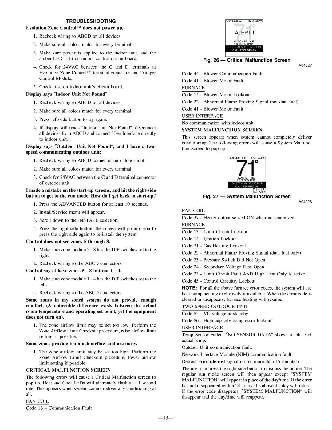 Bryant SYSTXBBUIZ01 instruction manual Troubleshooting 