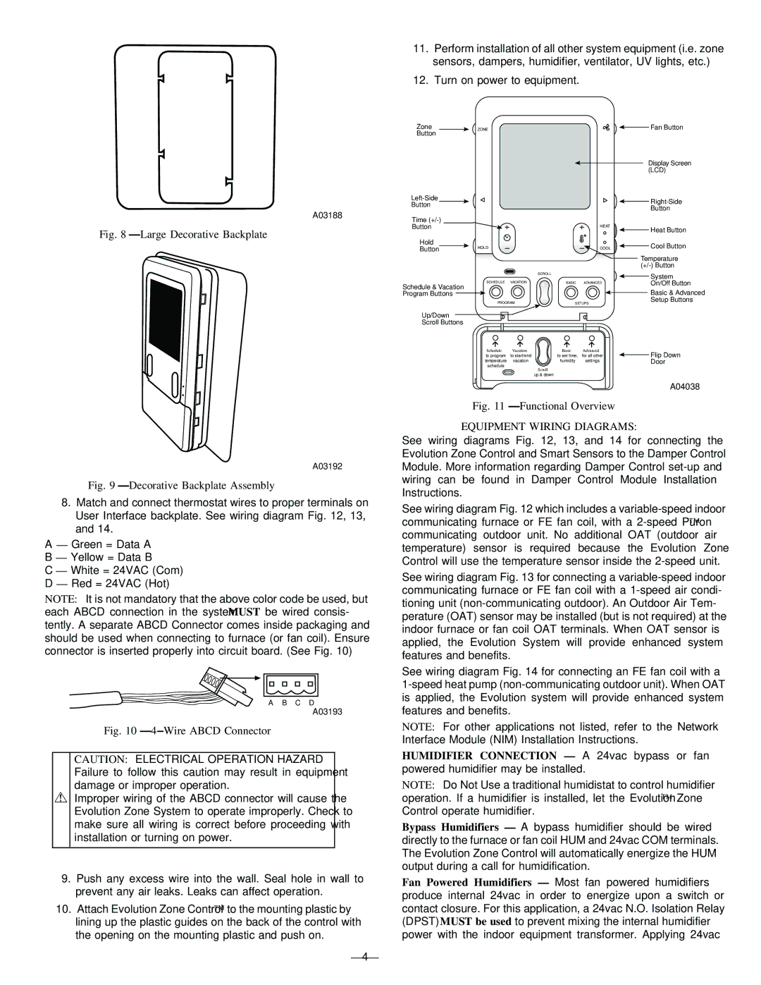 Bryant SYSTXBBUIZ01 instruction manual Large Decorative Backplate, Equipment Wiring Diagrams 