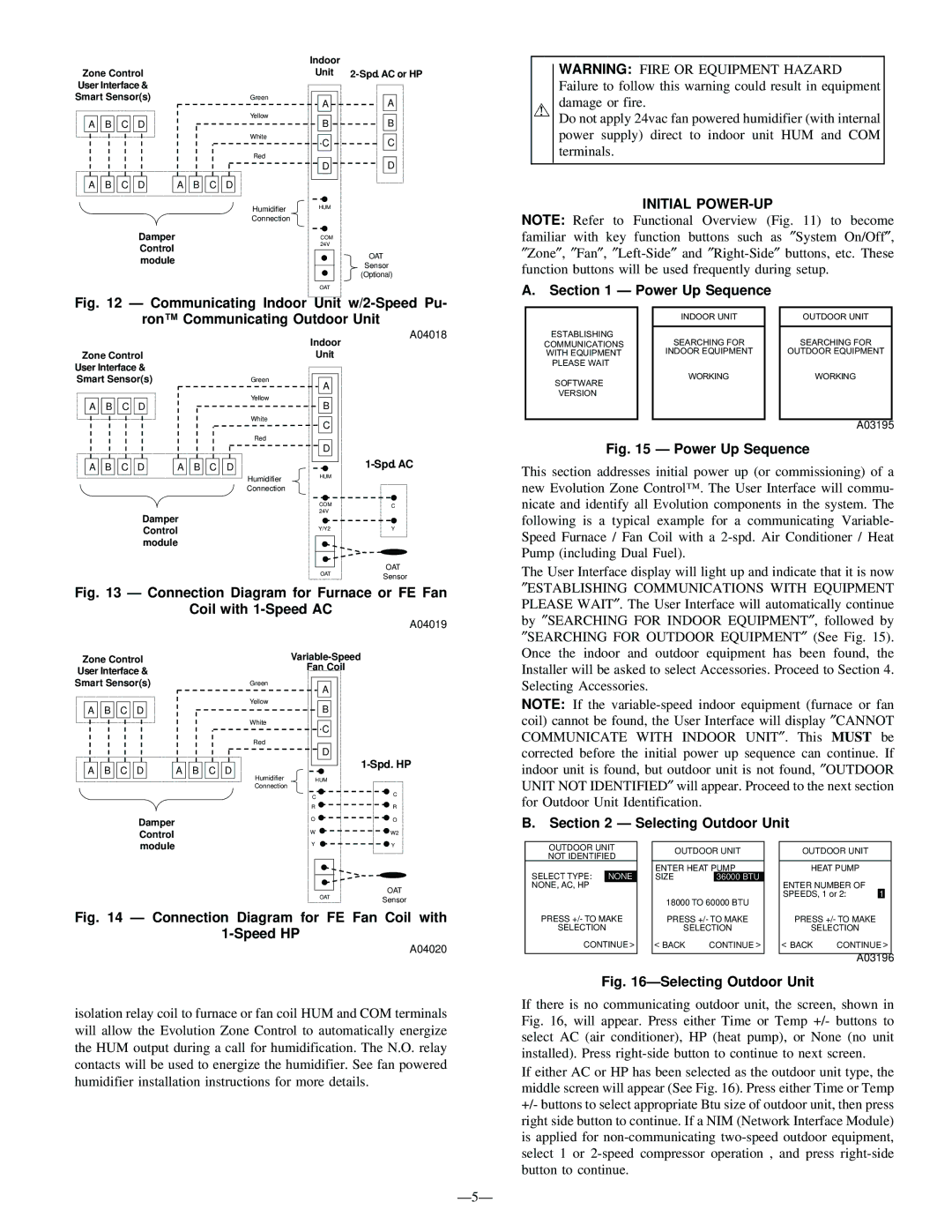 Bryant SYSTXBBUIZ01 instruction manual Initial POWER-UP, Power Up Sequence, Selecting Outdoor Unit 