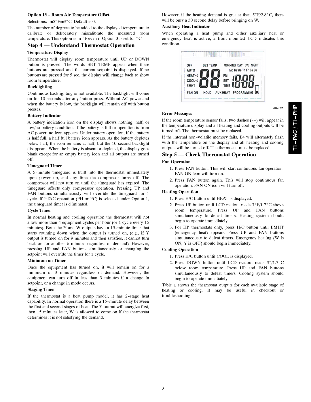 Bryant T1--PHP, T1--PAC installation instructions Understand Thermostat Operation, Check Thermostat Operation 