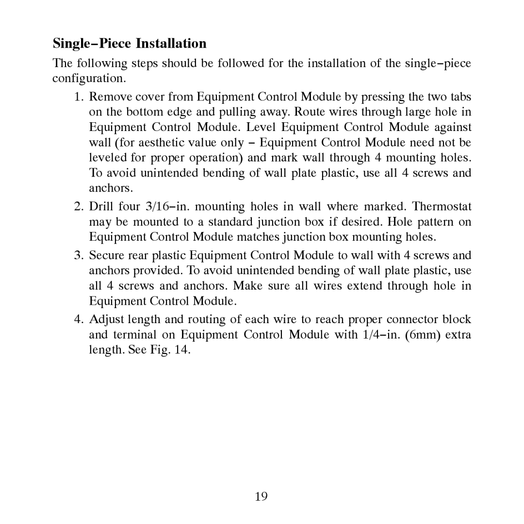 Bryant T6-NAC, T6-PAC, T6-NHP, T6-PHP installation instructions Single−Piece Installation 