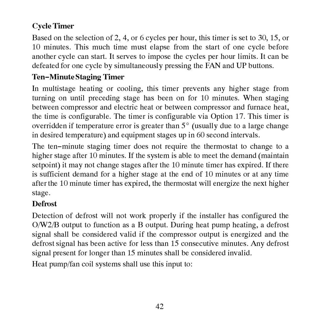 Bryant T6-PAC, T6-NAC, T6-NHP, T6-PHP installation instructions Cycle Timer, Ten−Minute Staging Timer, Defrost 