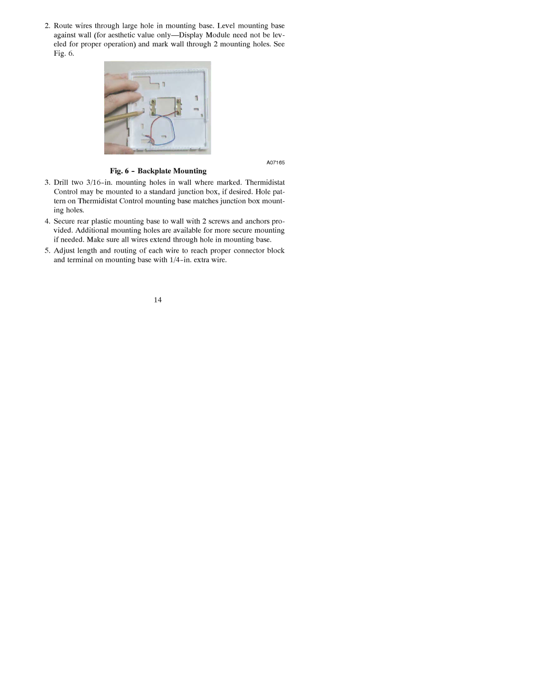 Bryant T6-PRH-A installation instructions Backplate Mounting 