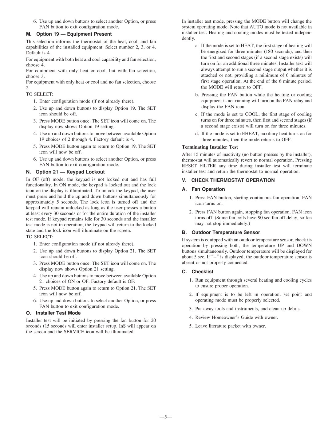 Bryant TSTATBBN2S01-C, TSTATBBNAC01-C instruction manual Check Thermostat Operation 