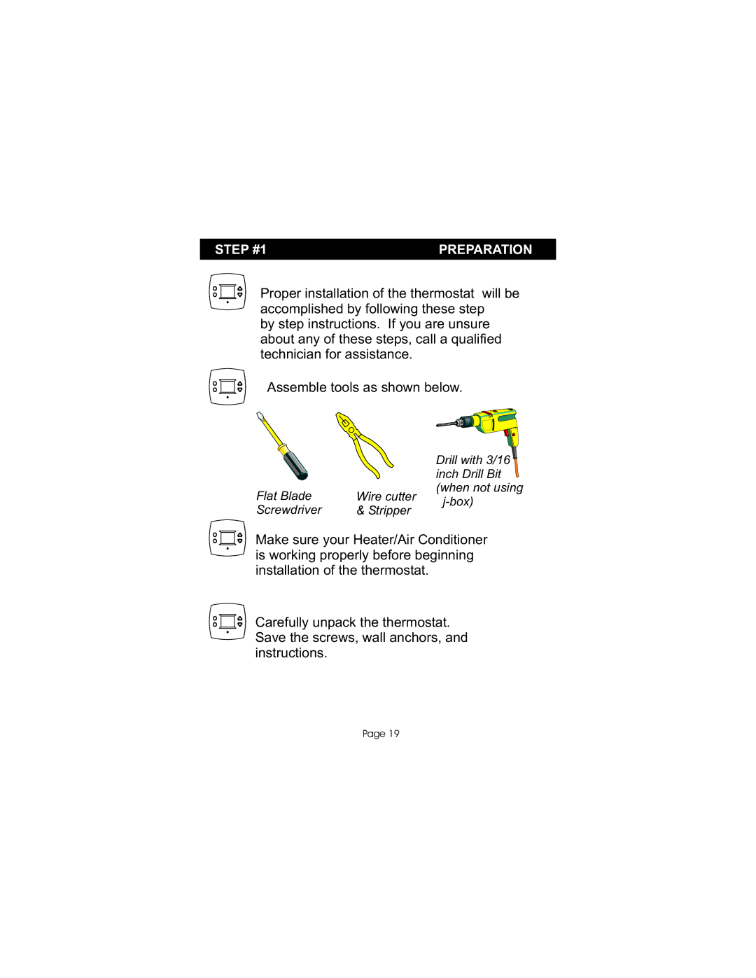 Bryant TSTATBBP2W01, P474-0401RF manual Step #1 Preparation 