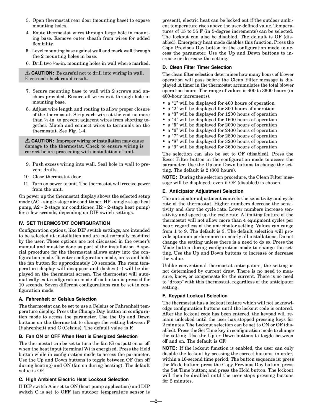 Bryant TSTATBBPCM01-A instruction manual IV. SET Thermostat Configuration 