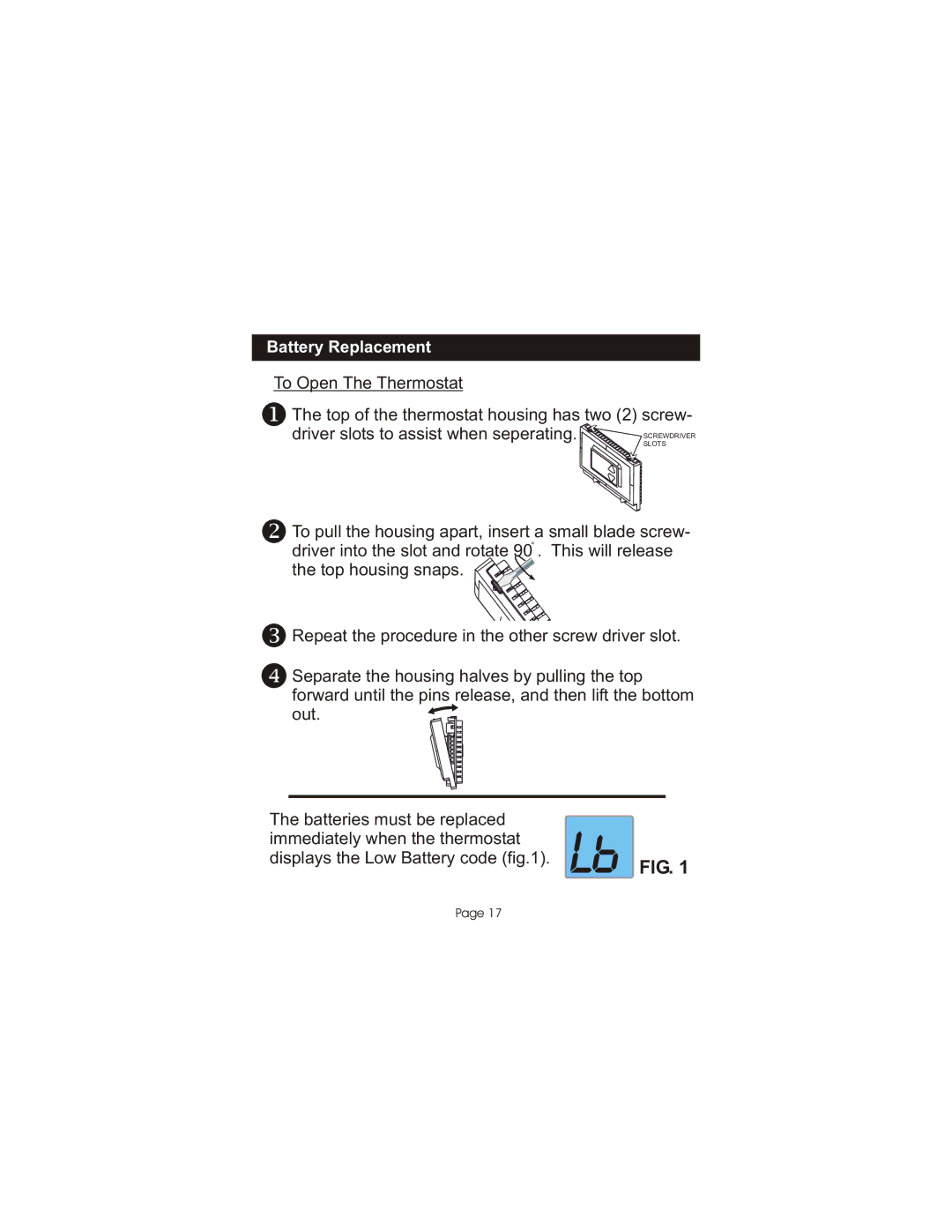 Bryant TSTATBBPQ501 manual Battery Replacement 