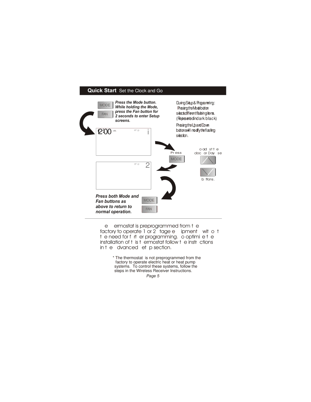 Bryant TSTATBBPRF01-B owner manual 1200 Am, Quick Start Set the Clock and Go 