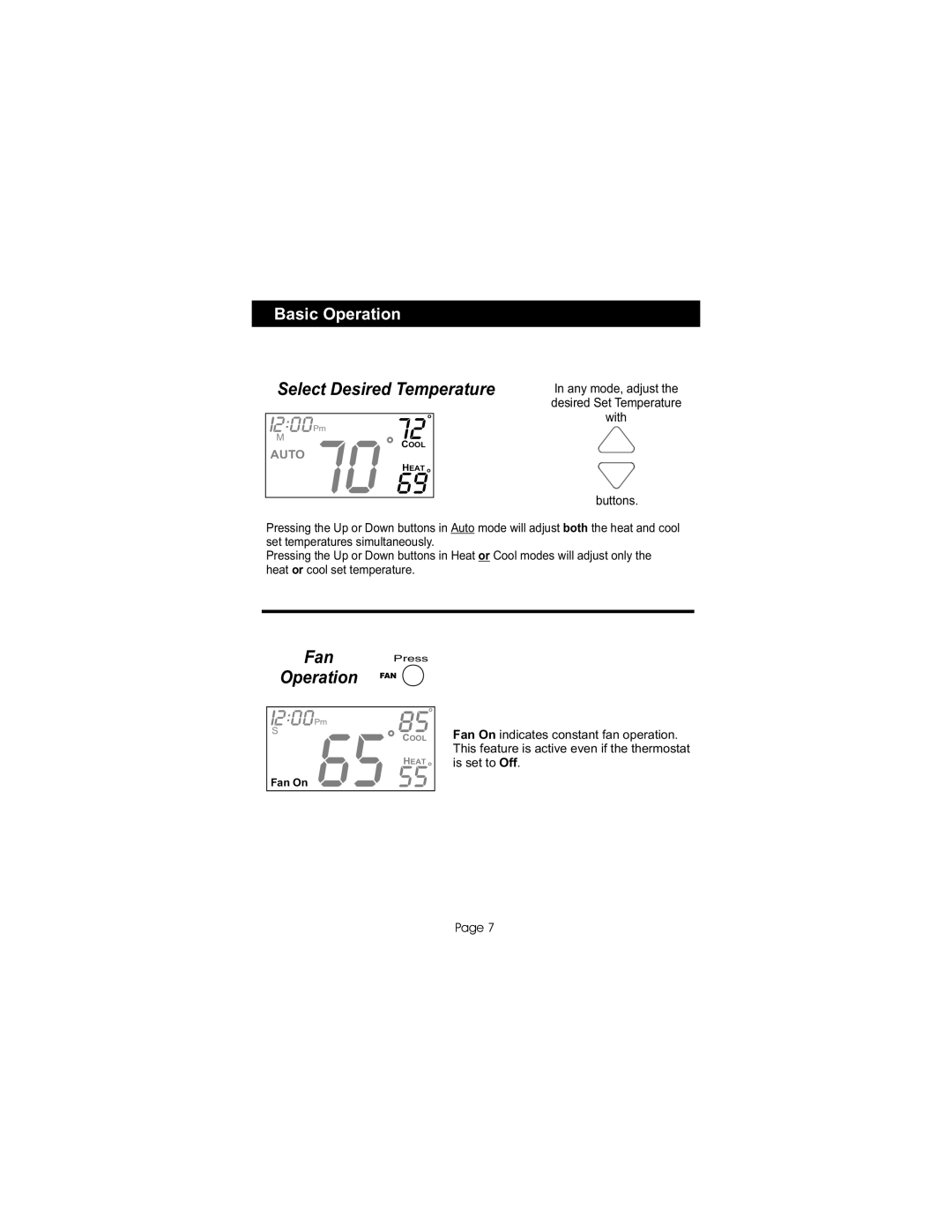 Bryant TSTATBBPS701 manual Select Desired Temperature 