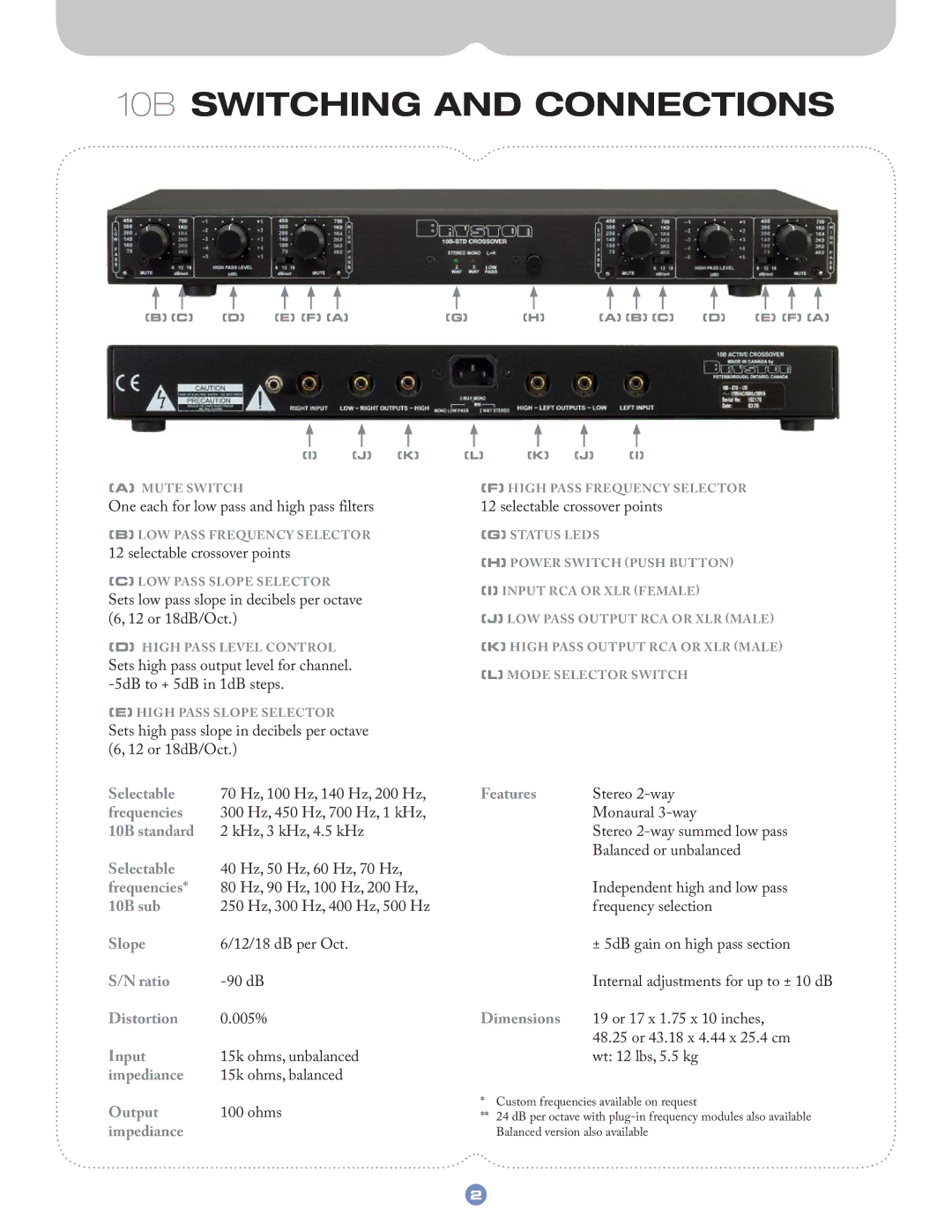 Bryston 10B LR manual 10B Switching and Connections 