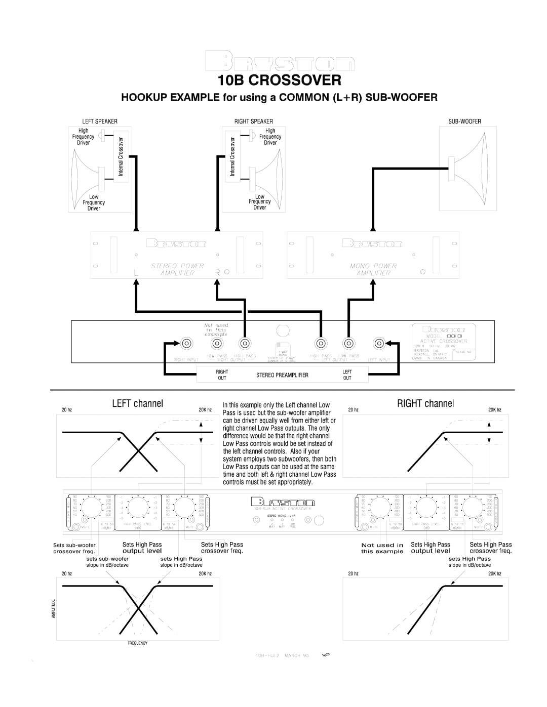 Bryston 10B-SUB, 10B-LR, 10B-STD owner manual 