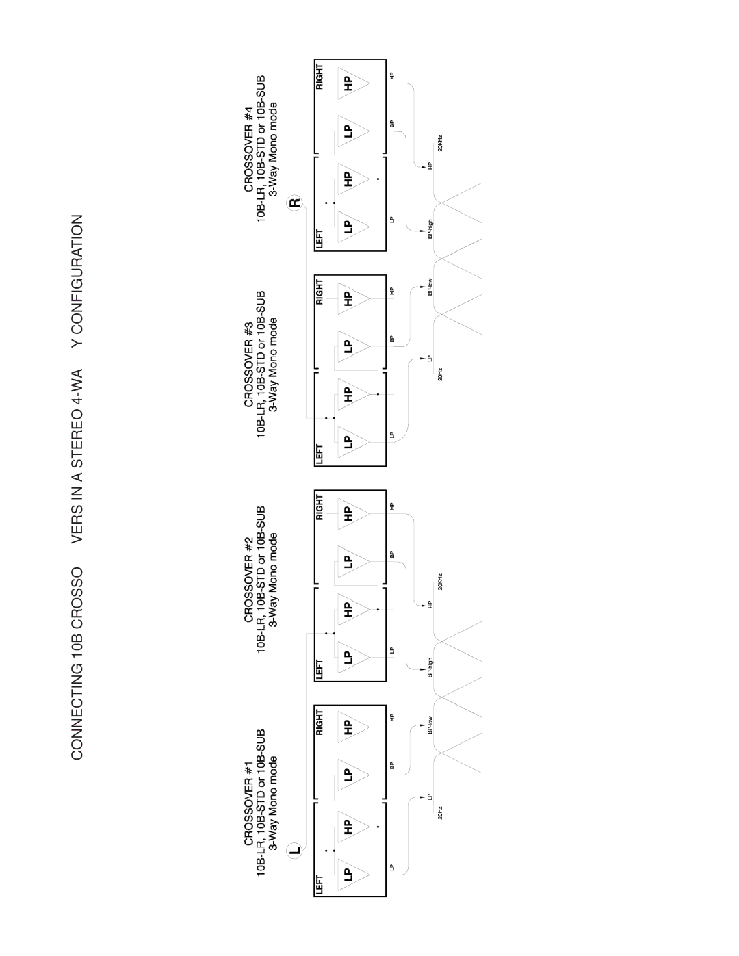 Bryston 10B-STD, 10B-SUB, 10B-LR owner manual Connecting 10B Crossovers in a Stereo 4-WAY Configuration 