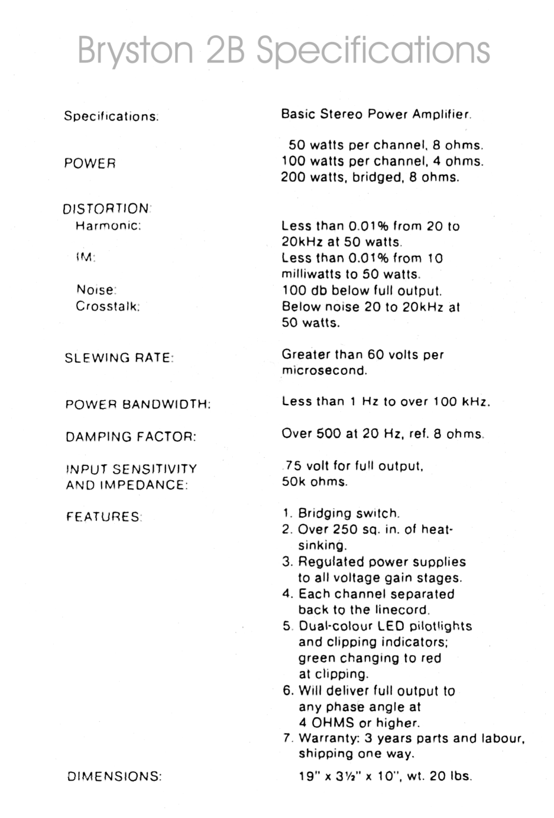 Bryston 2B owner manual 