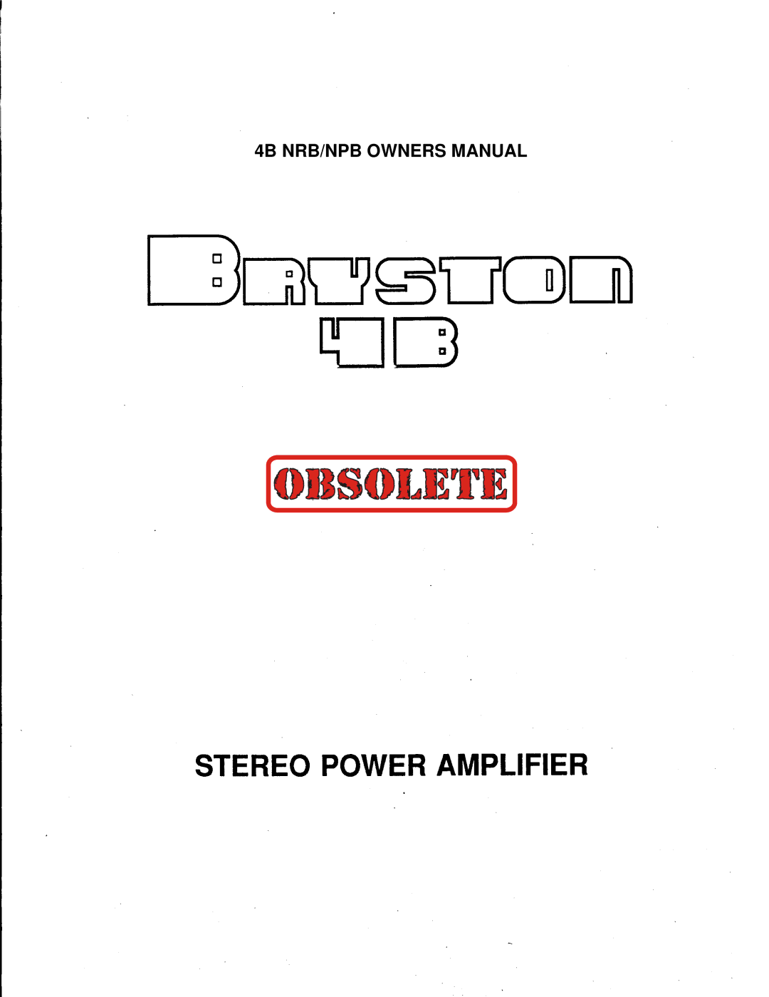 Bryston 4B NPB, 4B NRB owner manual 