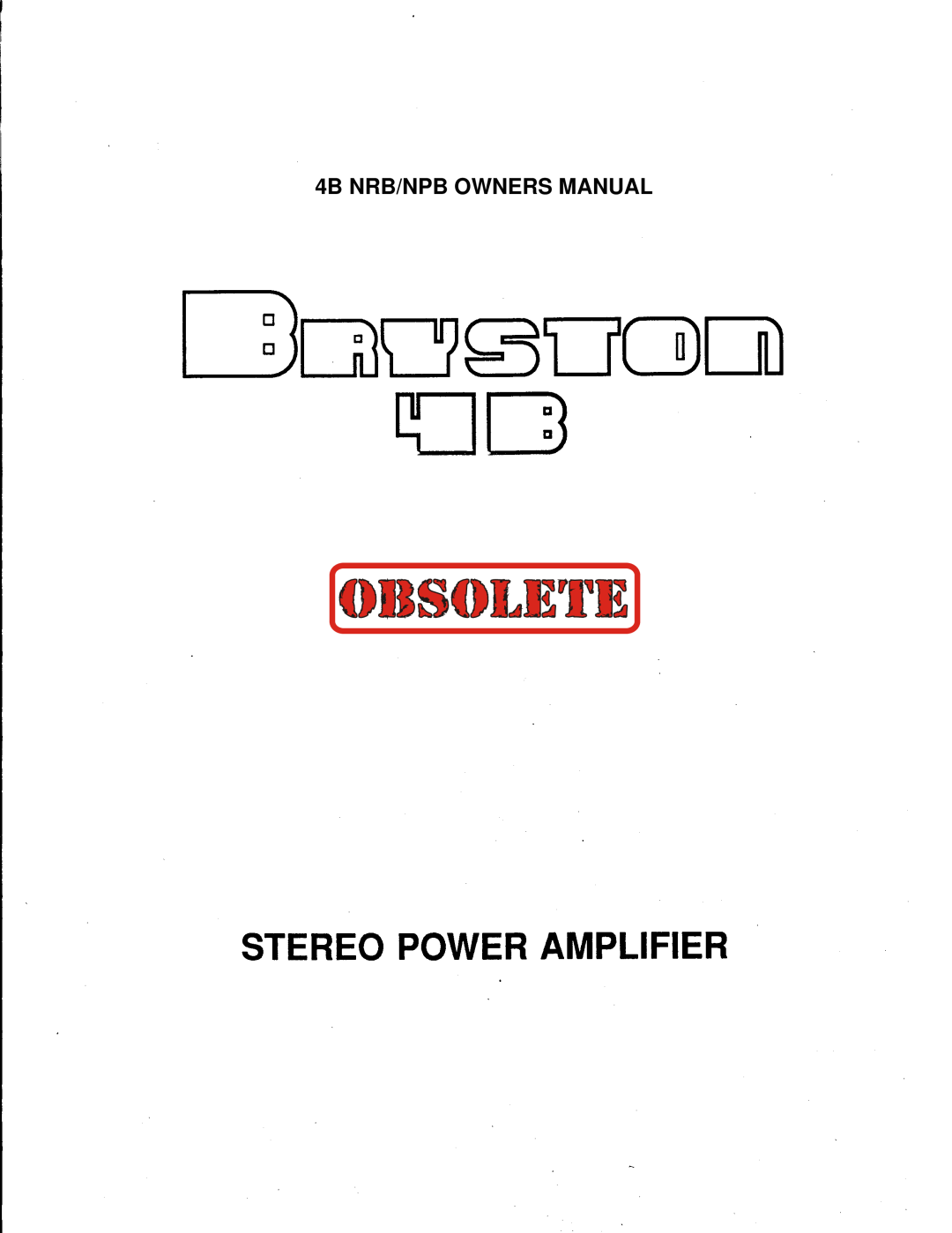 Bryston 4B NPB, 4B NRB owner manual 