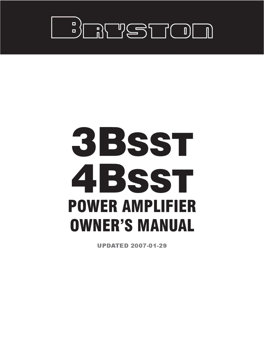 Bryston owner manual 3BSST 4BSST 