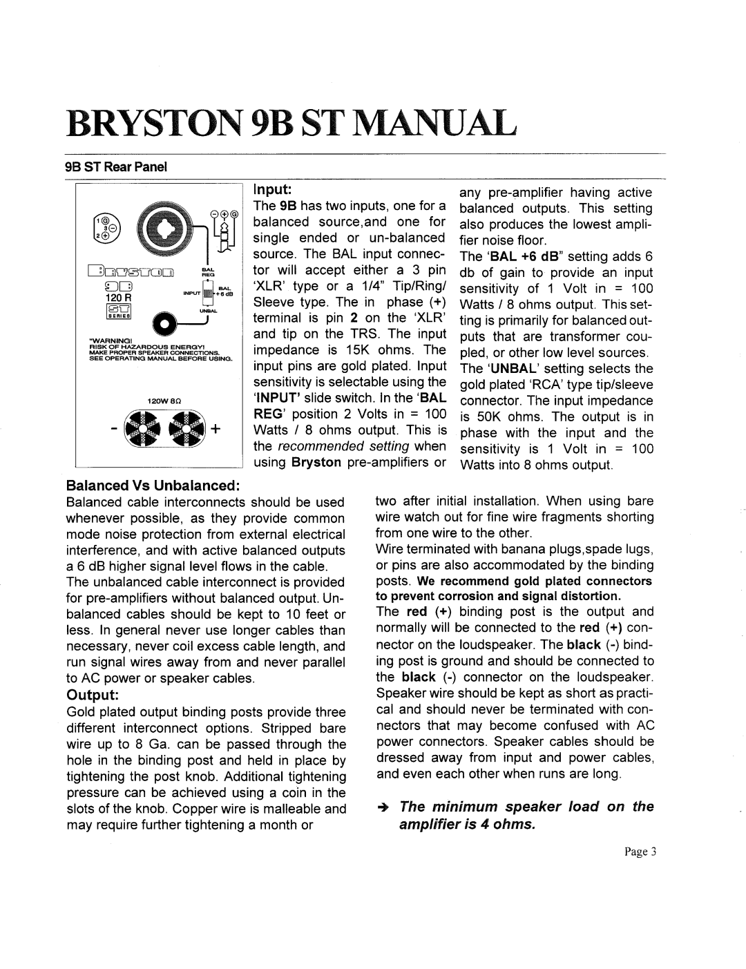 Bryston 9B ST manual 