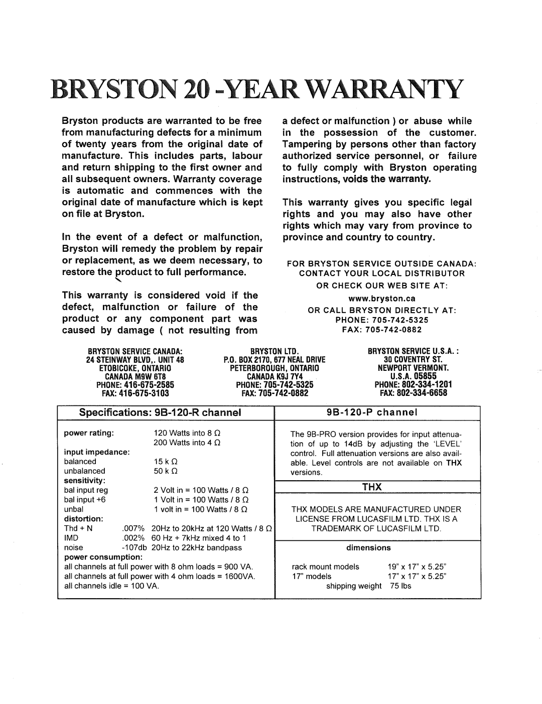 Bryston 9B ST manual 