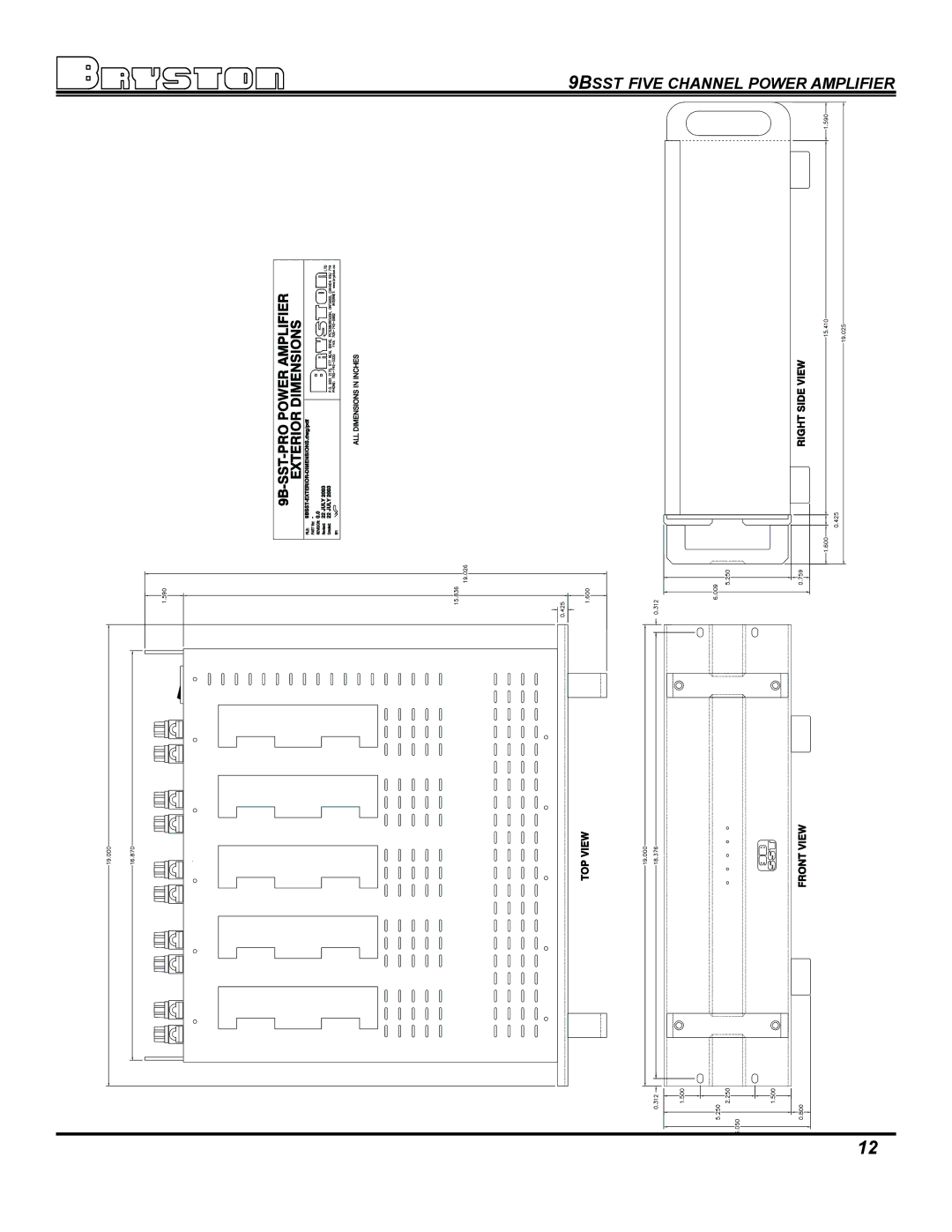 Bryston owner manual 9BSST Five Channel Power Amplifier 