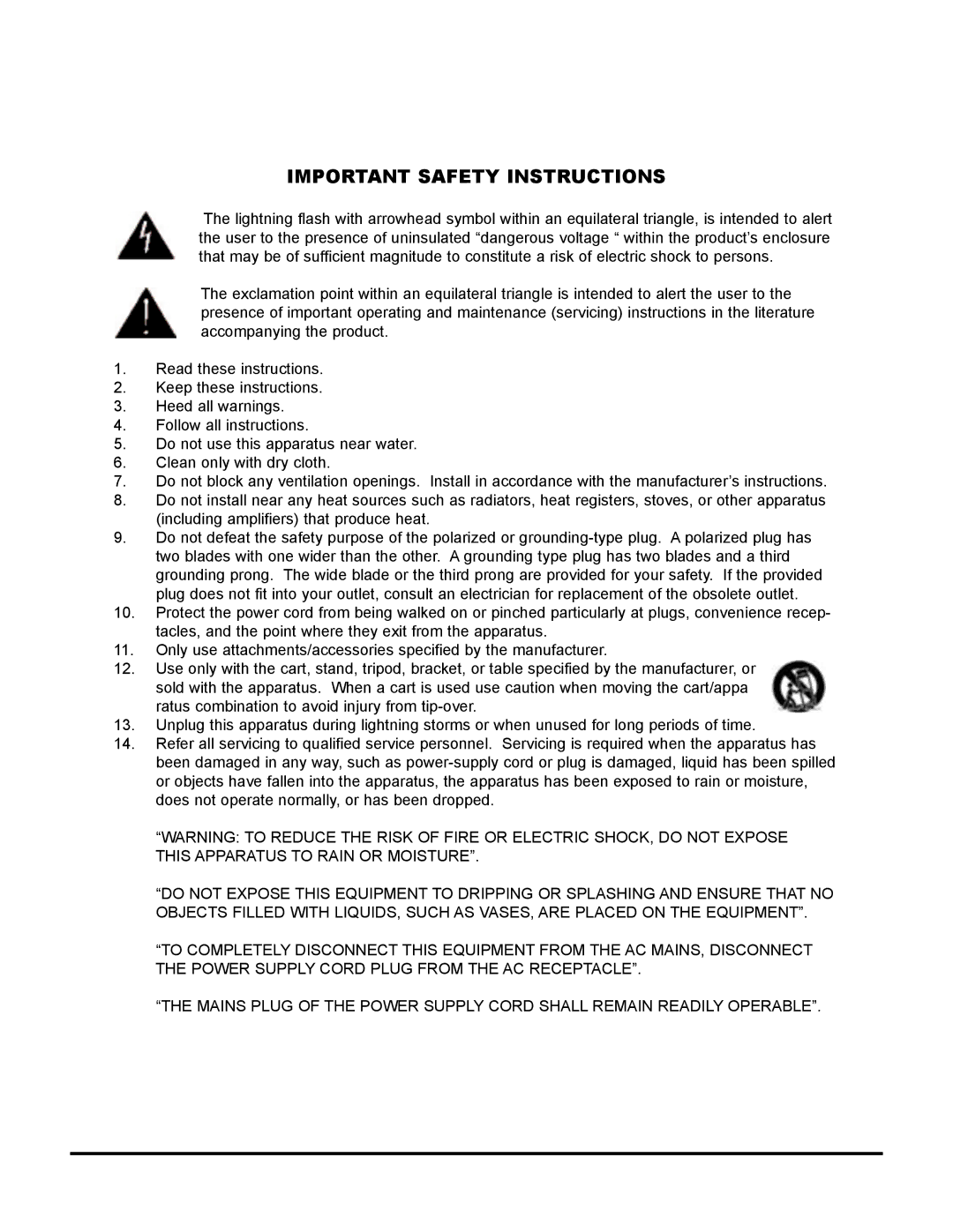 Bryston B60RP, B60RDA owner manual Important Safety Instructions 