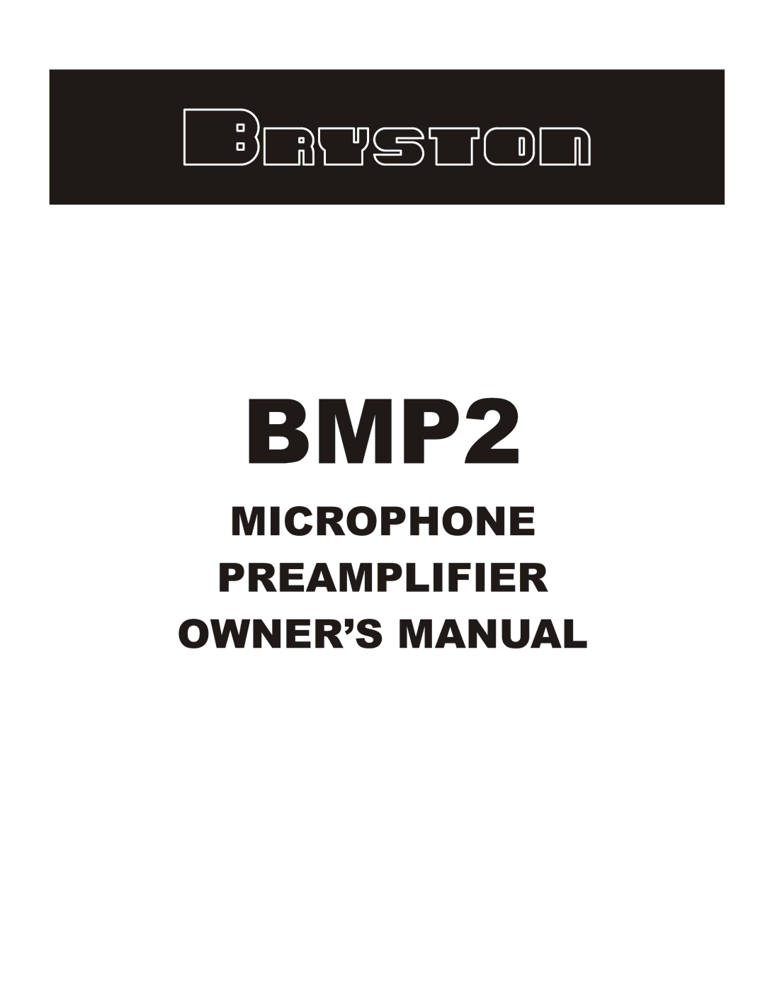 Bryston BMP2 owner manual 