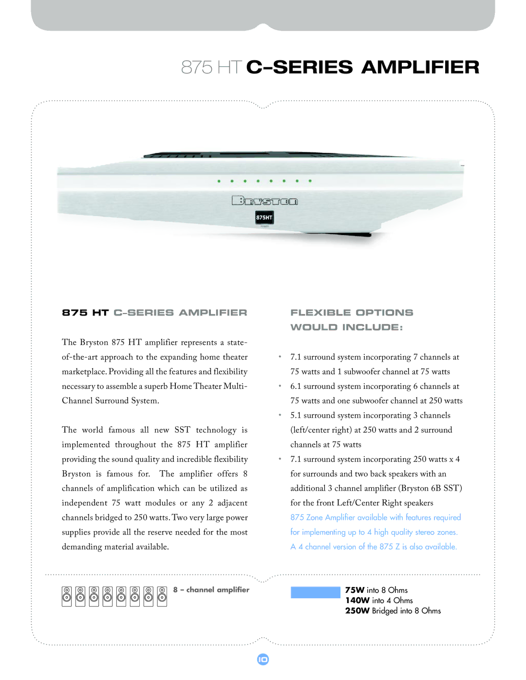 Bryston CSERIES manual HT C-SERIES Amplifier, Flexible Options Would Include 