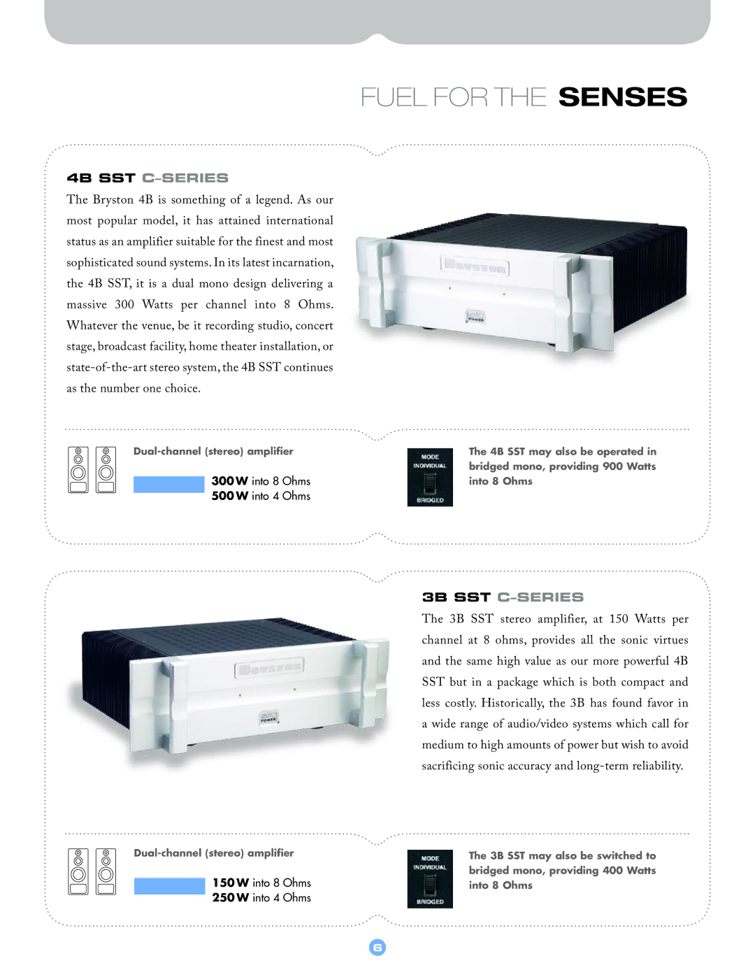 Bryston CSERIES manual Fuel for the Senses, 4B SST C-SERIES, 3B SST C-SERIES 